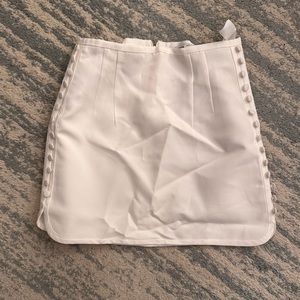 Zara skirt, white, side buttons, small, silk